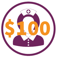 Icon of Nurse with Text $100