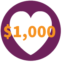 Icon of Heart with Text $1000