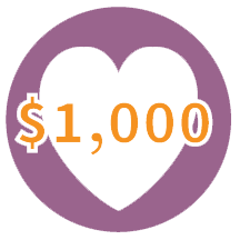 Icon of Heart with Text $1000