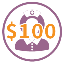 Icon of Nurse with Text $100