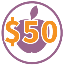 Icon of Apple with Text $50