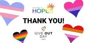 Hearts with Multiple different colors with Hopes Logo Twitter Banner