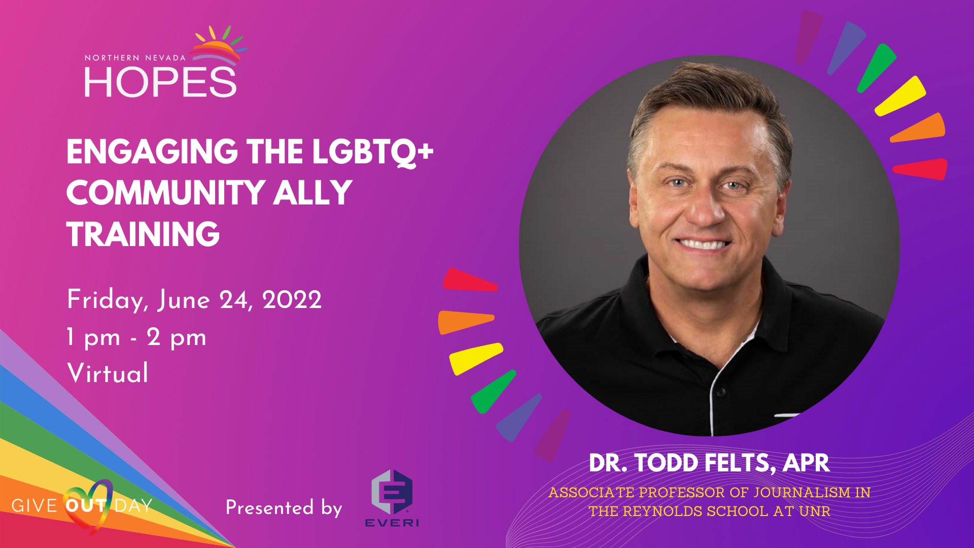 Banner of LGBTQ Education and Ally Information Workshop with Dr. Todd Felts Headshot